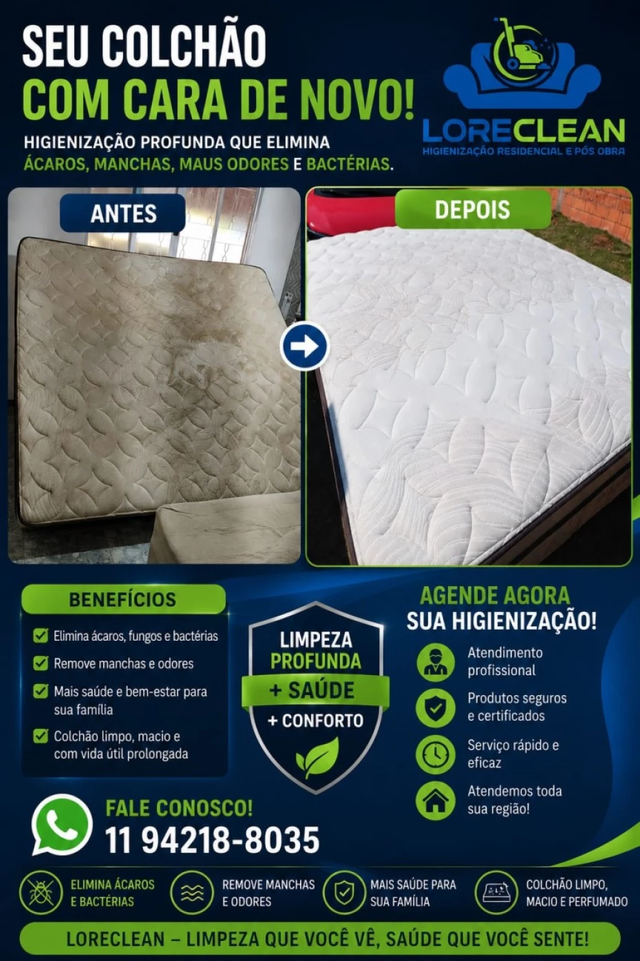 Foto 5:  — Lore Clean Higienização Residencial e Pós Obra 