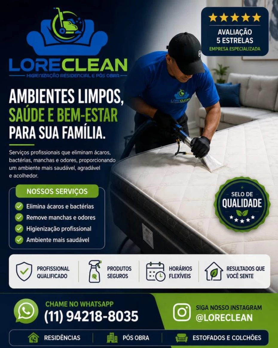 Foto 3:  — Lore Clean Higienização Residencial e Pós Obra 